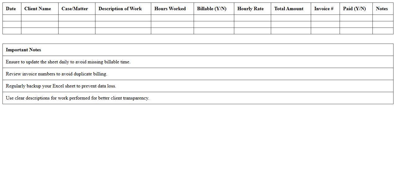 Solo Attorney Billable Hours Excel Sheet