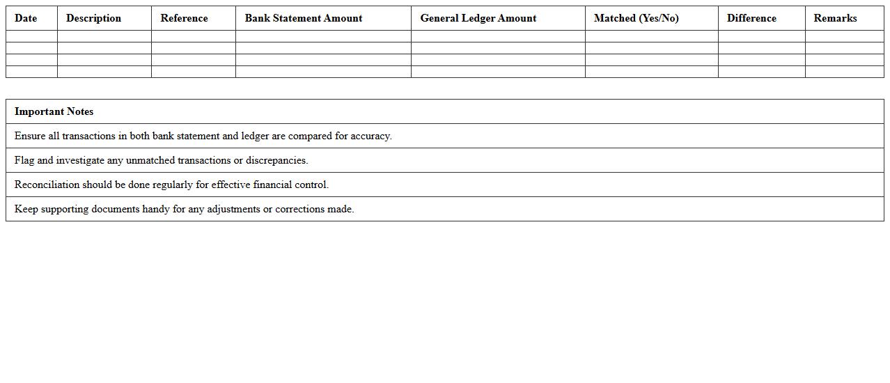 Transaction Matching Bank Reconciliation Template