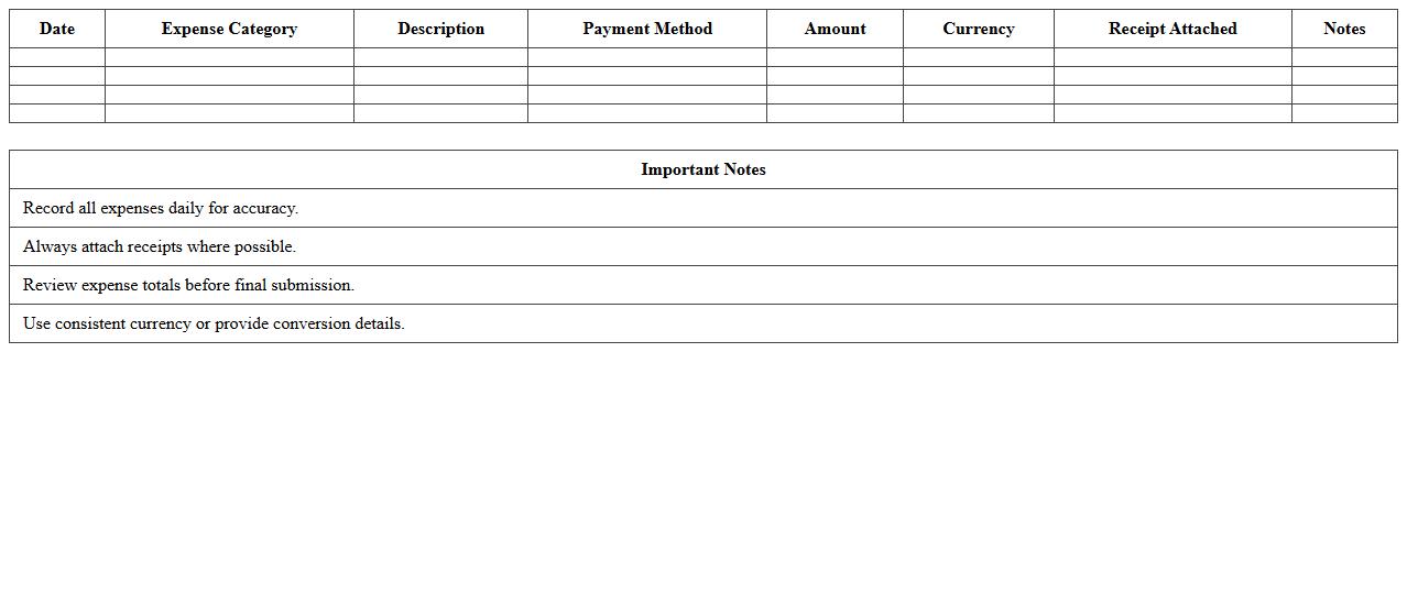 Travel Expense Tracker Excel