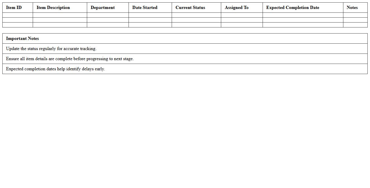 Work-in-Process Item Tracking Template