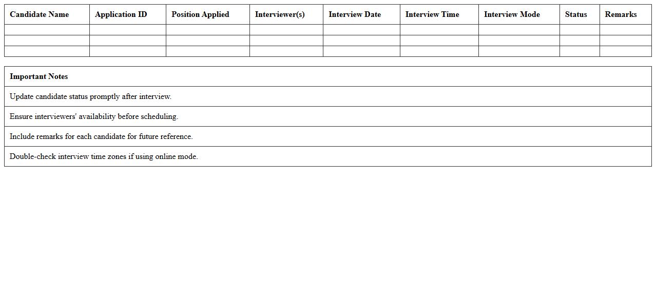 Admission Interview Schedule Excel Tracker