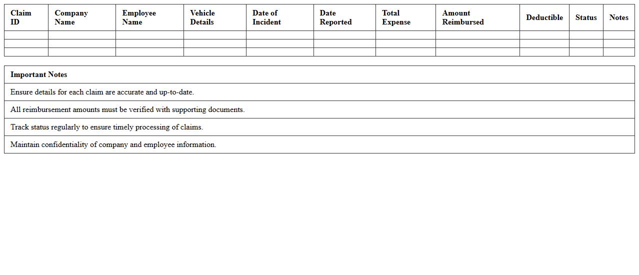 Auto Insurance Reimbursement Tracker for Companies