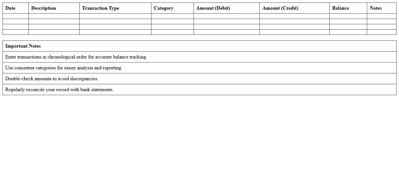 Automated Bank Transaction Record Keeper Excel