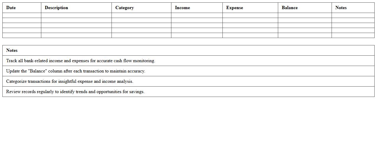 Cash Flow Banking Record Spreadsheet