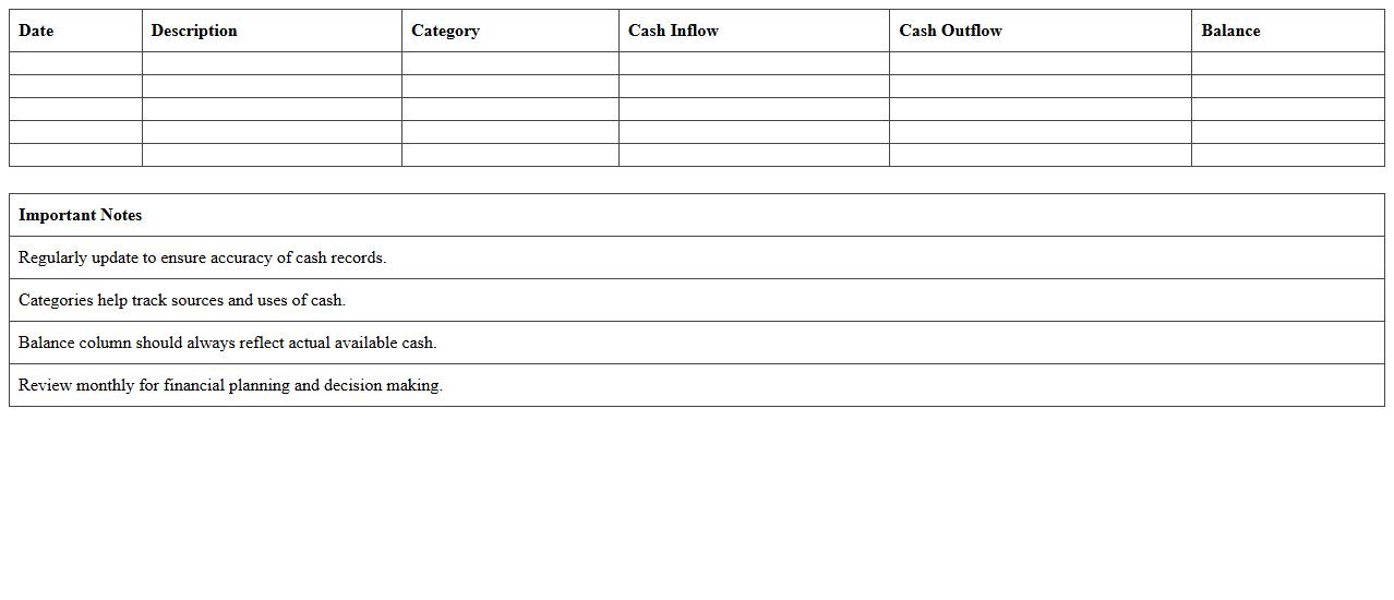 Cash Inflow and Outflow Statement Excel Template