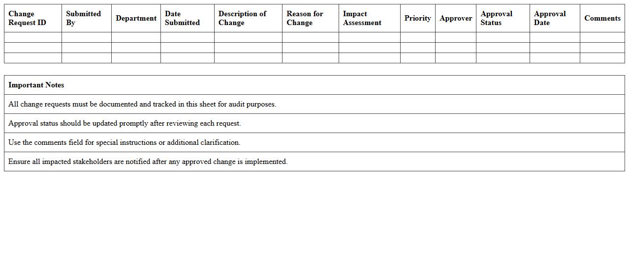 Change Request Approval Workflow Excel Sheet