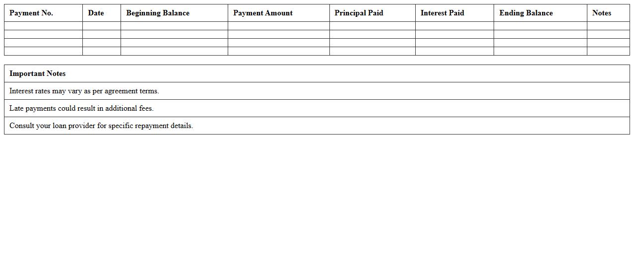 Commercial Loan Repayment Schedule Sheet