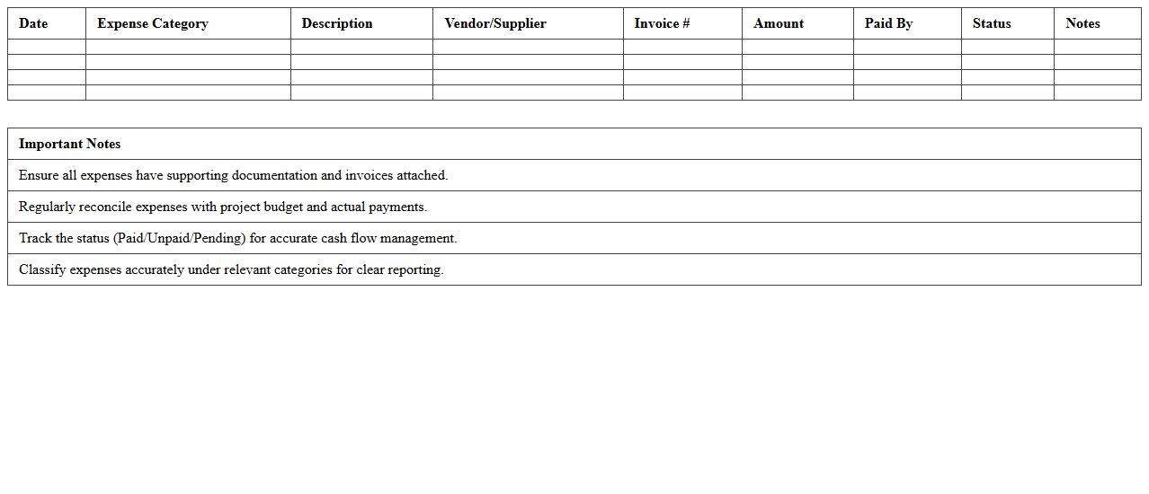 Construction Expense Tracking and Reporting Template