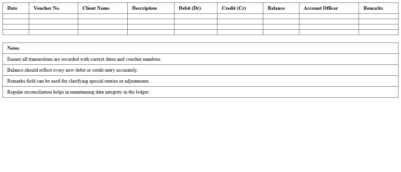 Corporate Client Ledger Excel Template for Account Officers