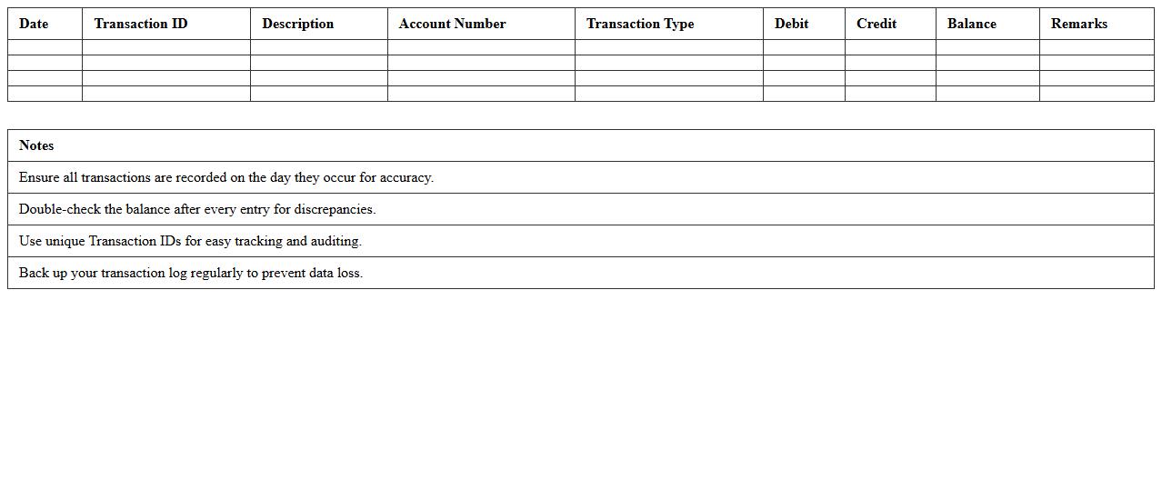 Daily Bank Transaction Log Excel Template