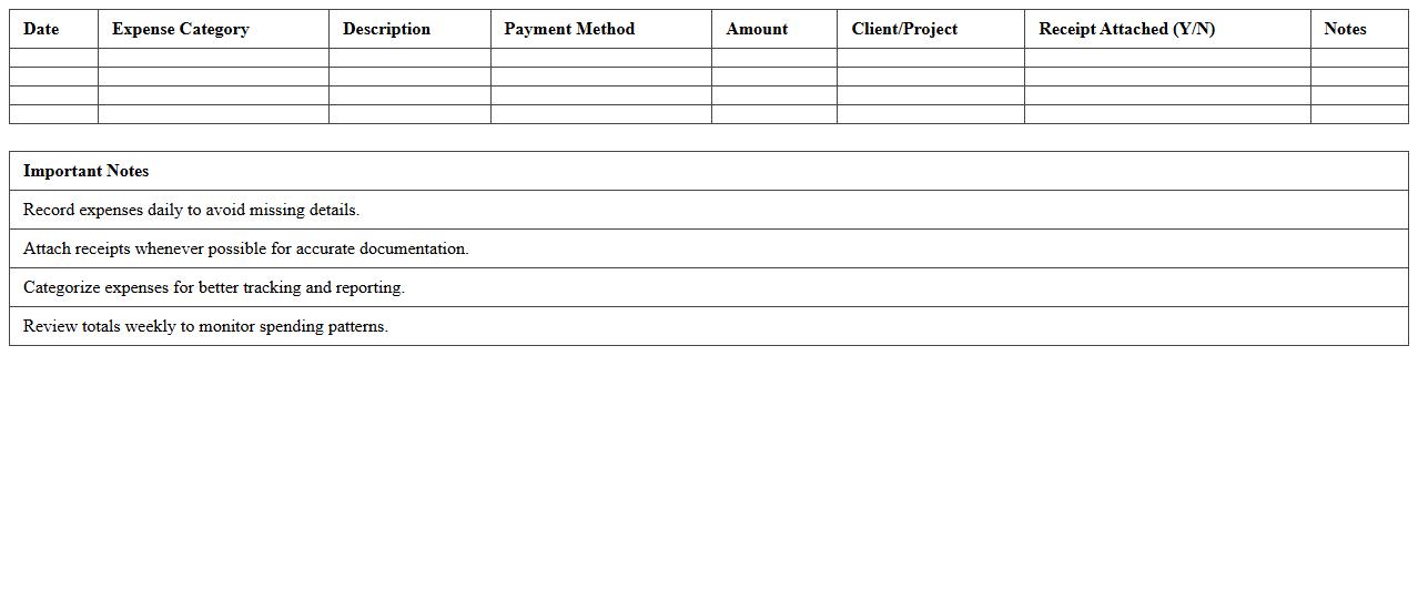 Daily Freelance Expense Record Excel Template