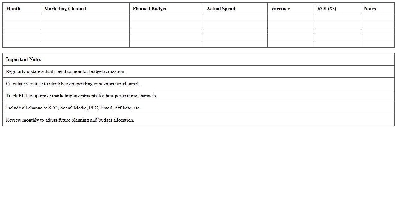 Digital Marketing Budget Tracker Excel Sheet