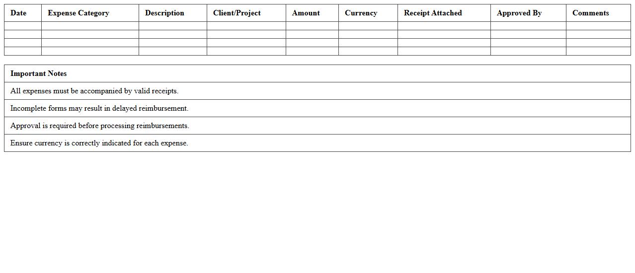 Expense Reimbursement Form Excel Template for Consultants