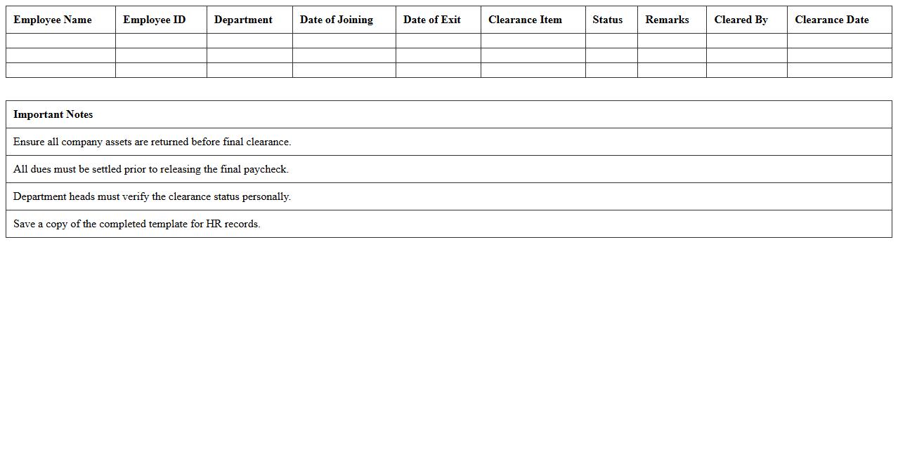 Final Day Clearance Excel Template