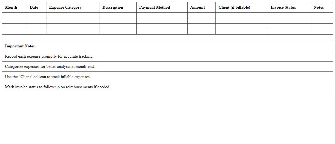 Freelancer Monthly Expense Tracking Excel Template