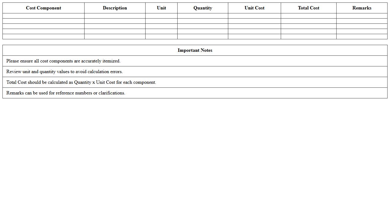 Freight Cost Breakdown Excel Template