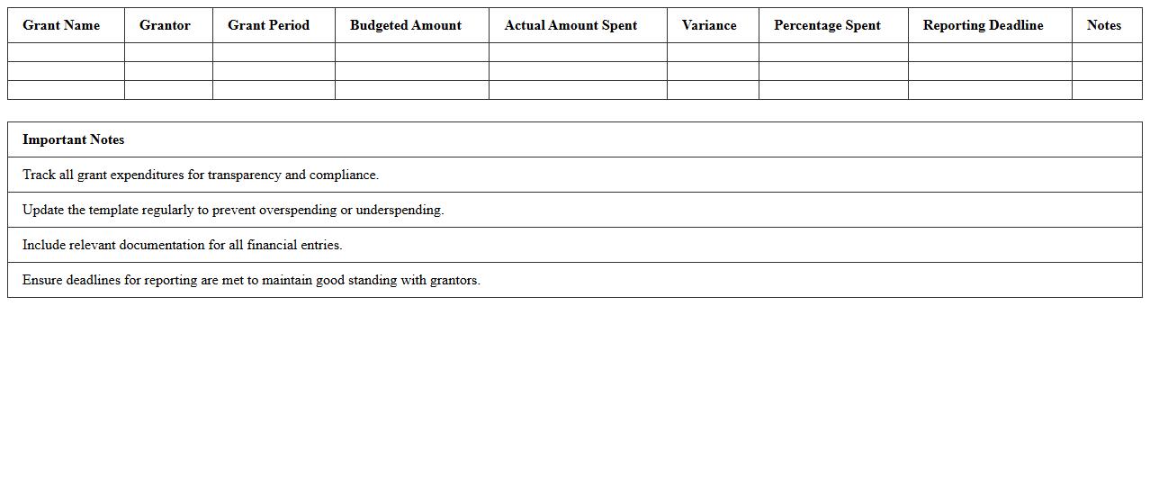 Grant Reporting Financial Overview Excel Template for Nonprofits
