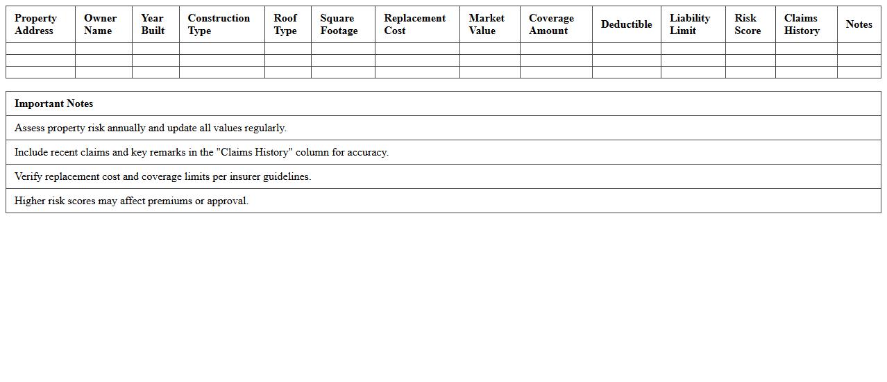 Homeowners Insurance Risk Analysis Spreadsheet