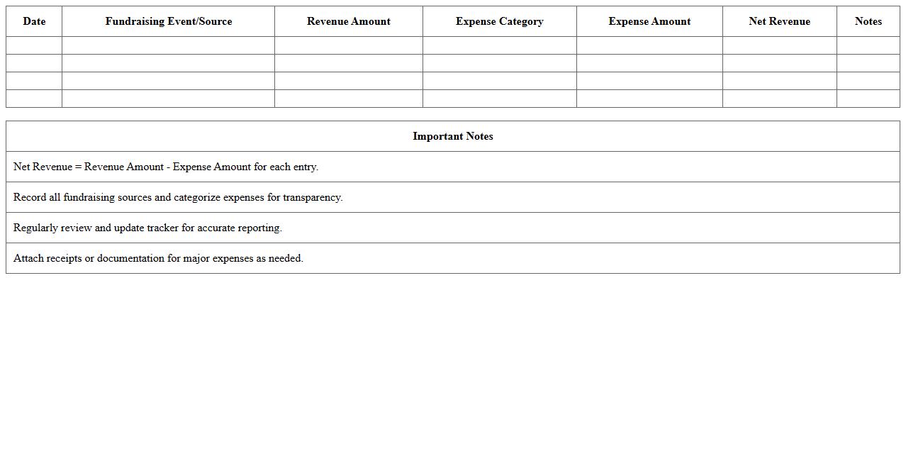 Hospital Fundraising Revenue vs Expense Tracker