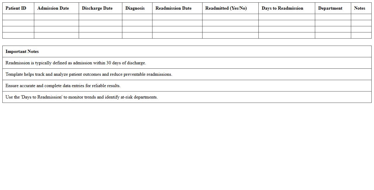 Hospital Readmission Rate Analysis Excel Template