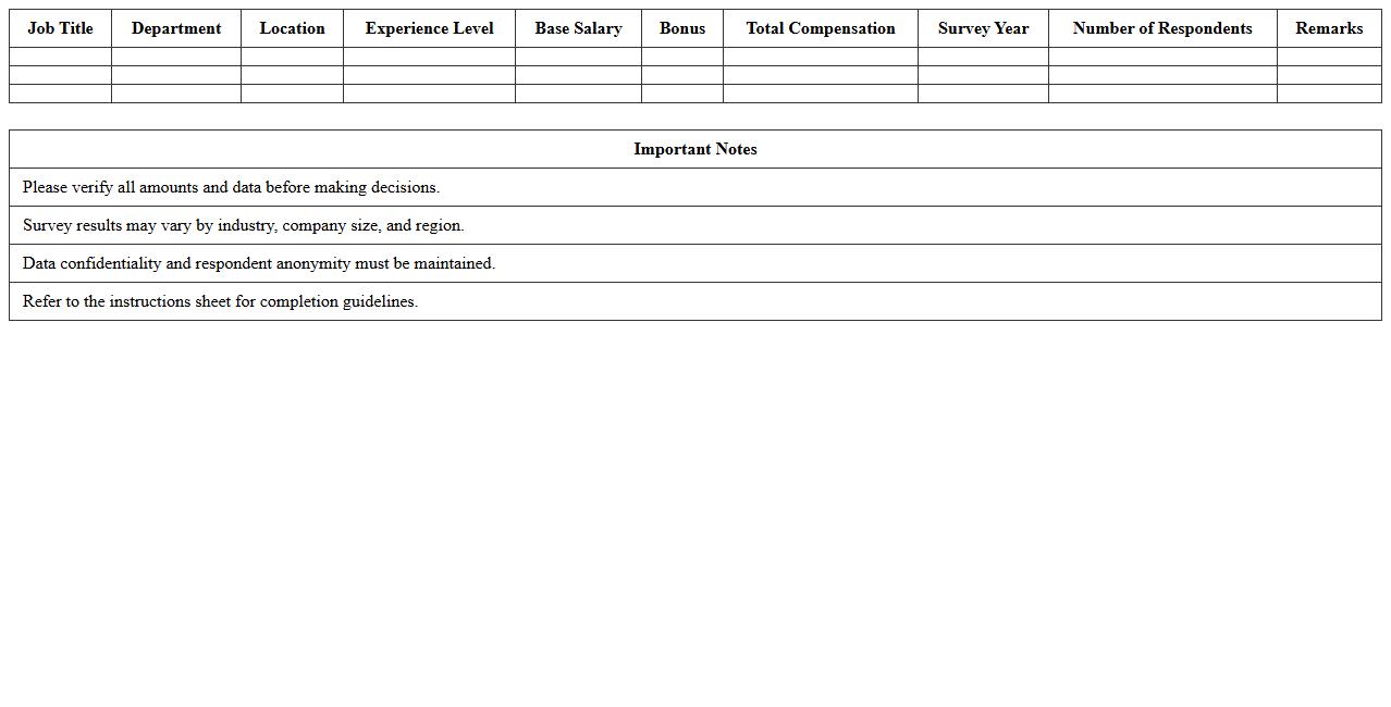 HR Salary Survey Results Excel Template