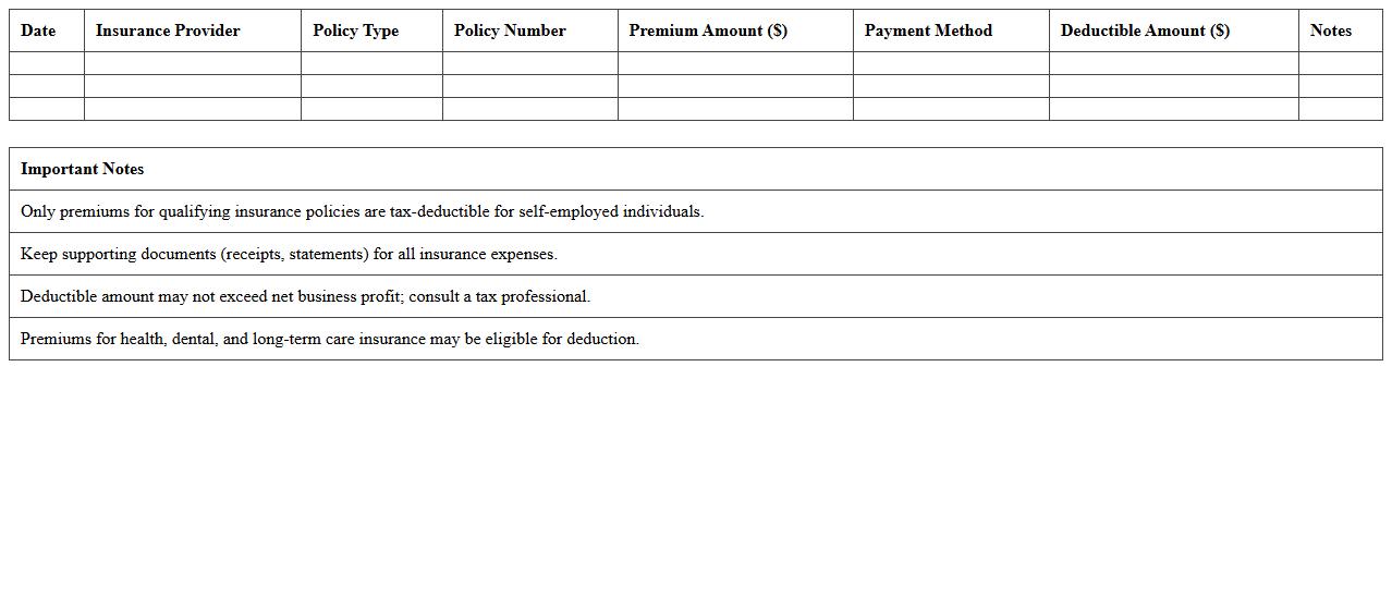Insurance Deduction Tracker for Self-Employed