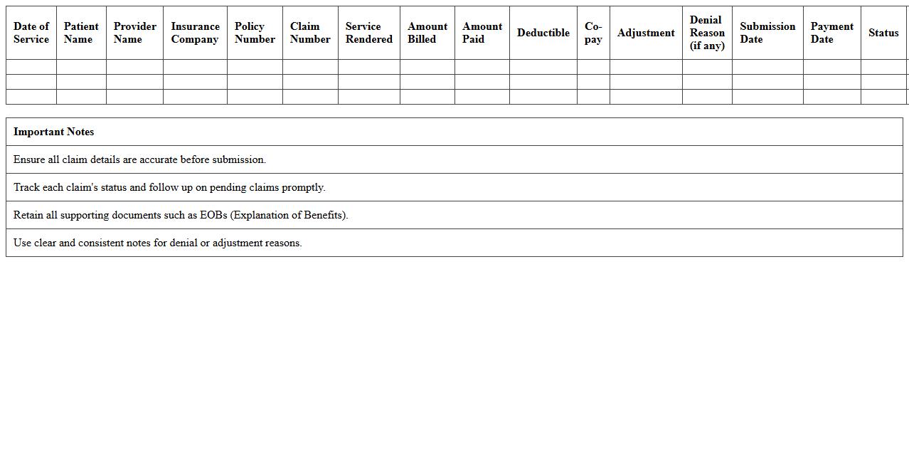 Insurance Reimbursement Tracking Excel