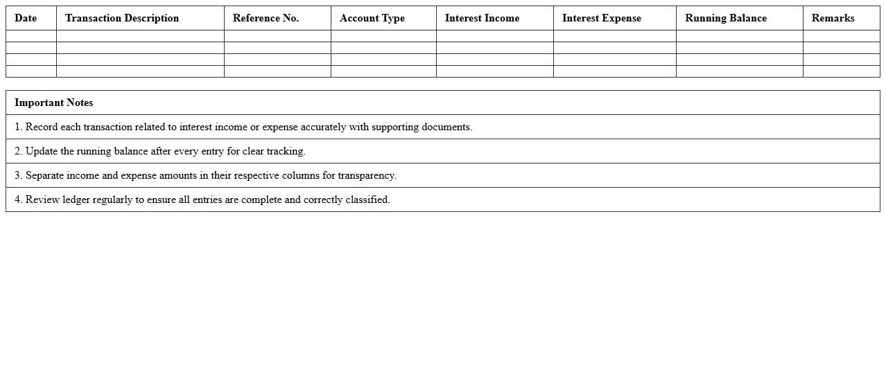 Interest Income and Expense Ledger Excel Template