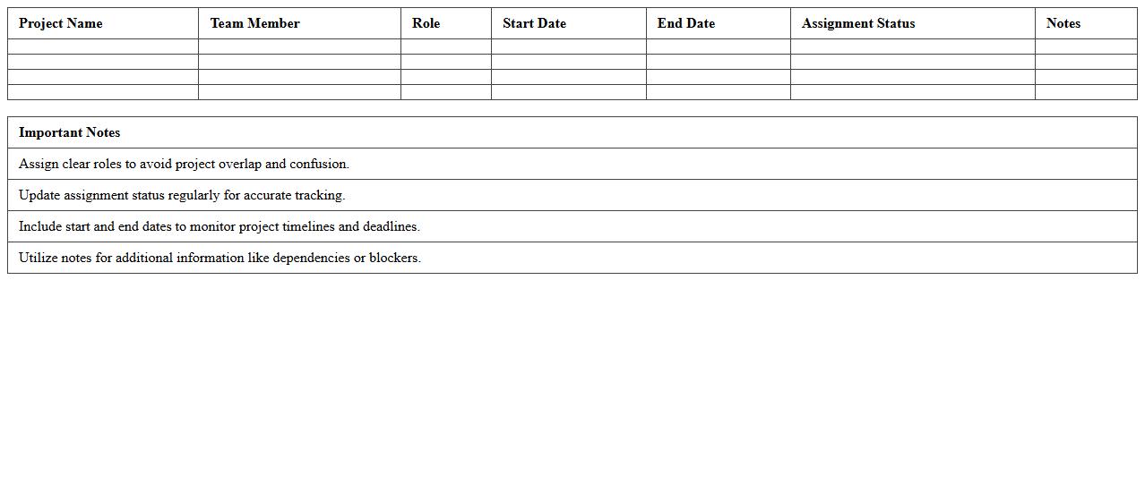 IT Project Team Assignment Tracker Excel Template