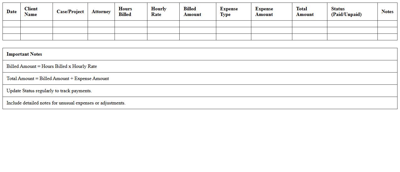 Law Firm Billing and Expense Analysis Excel