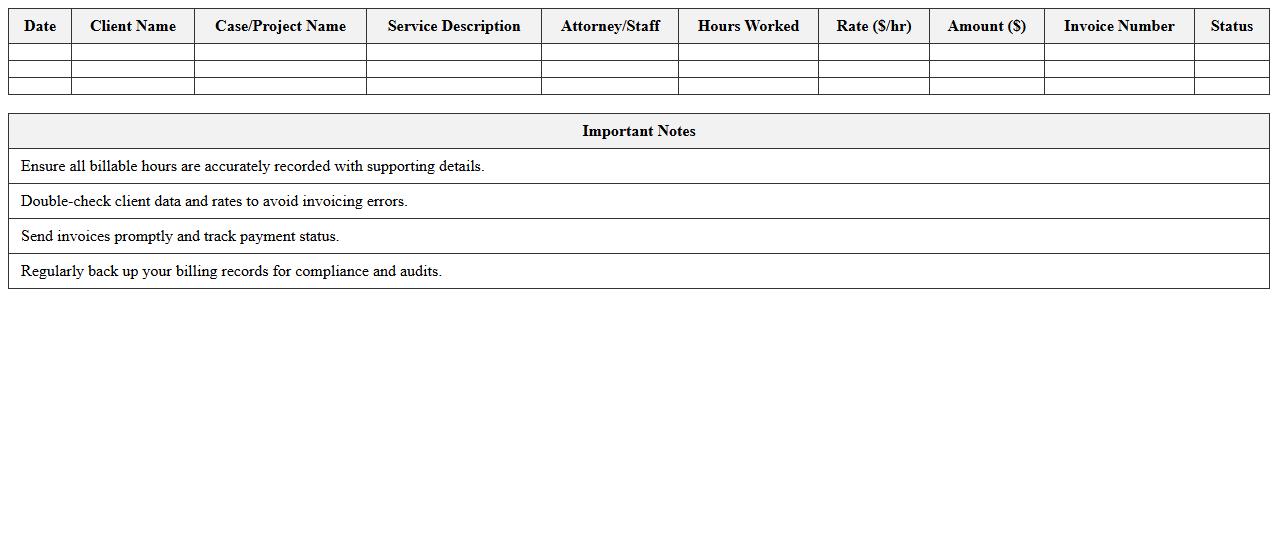 Law Firm Billing and Invoicing Excel Template