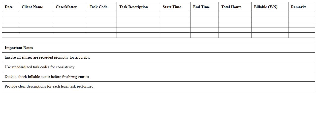 Lawyer Task-Based Time Recording Excel