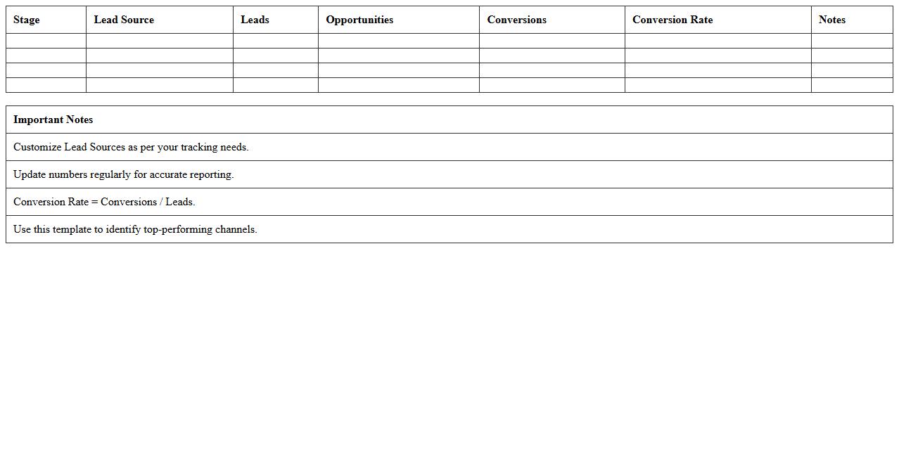 Lead Source Attribution Funnel Excel Template