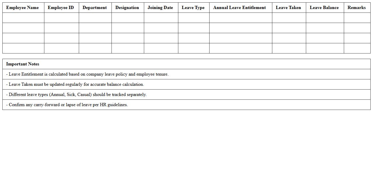 Leave Entitlement Calculation Sheet