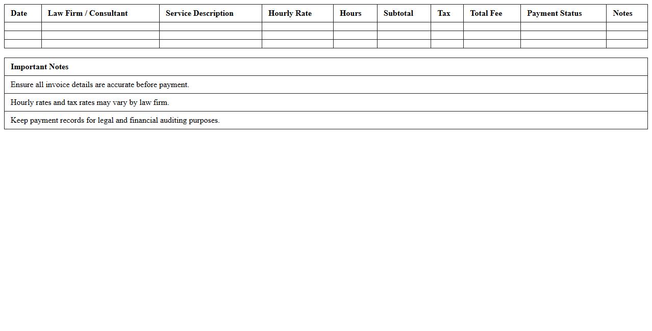 Legal Consultation Fees Budget Spreadsheet