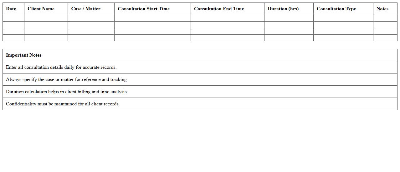 Legal Consultation Time Management Template