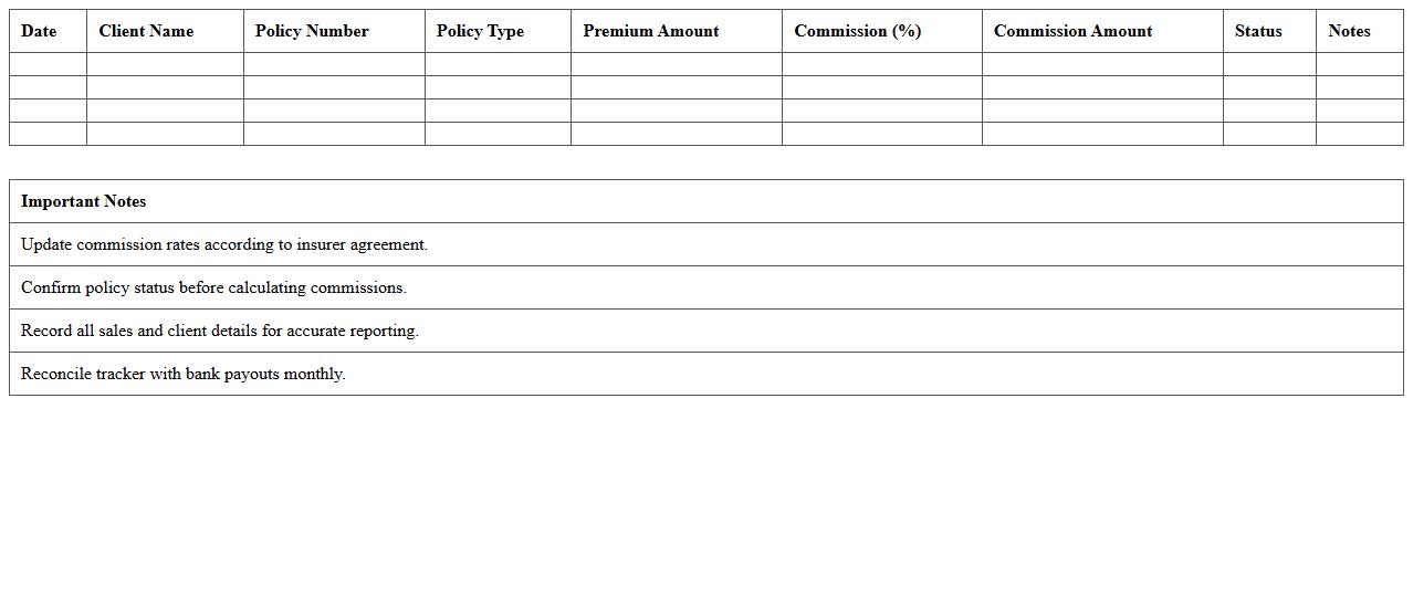 Life Insurance Sales Commission Tracker Excel Template
