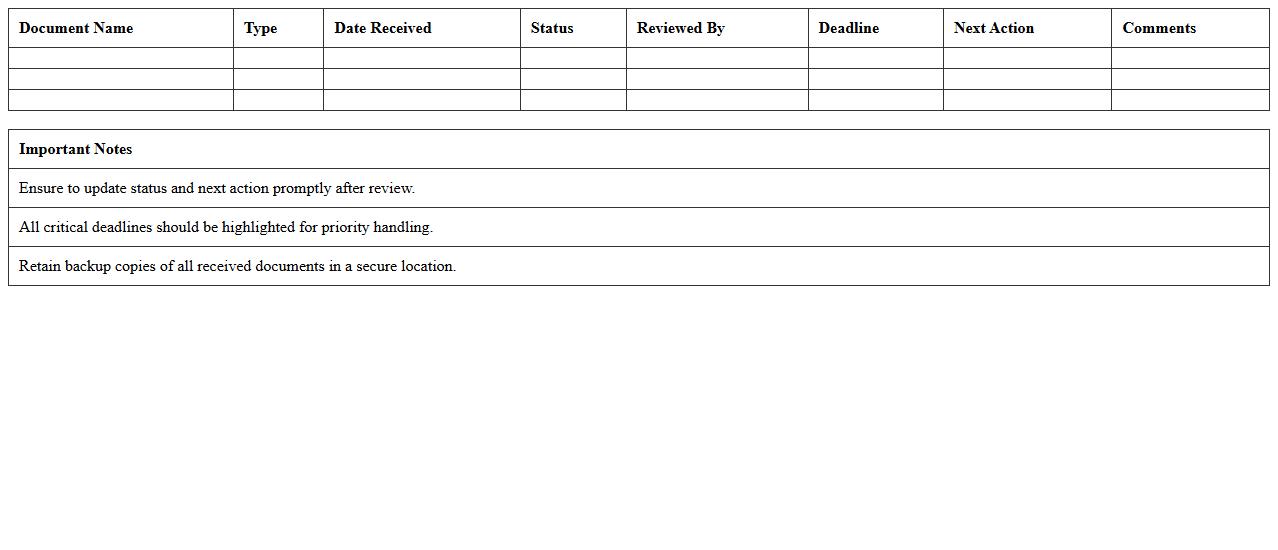 Litigation Document Workflow Excel Template