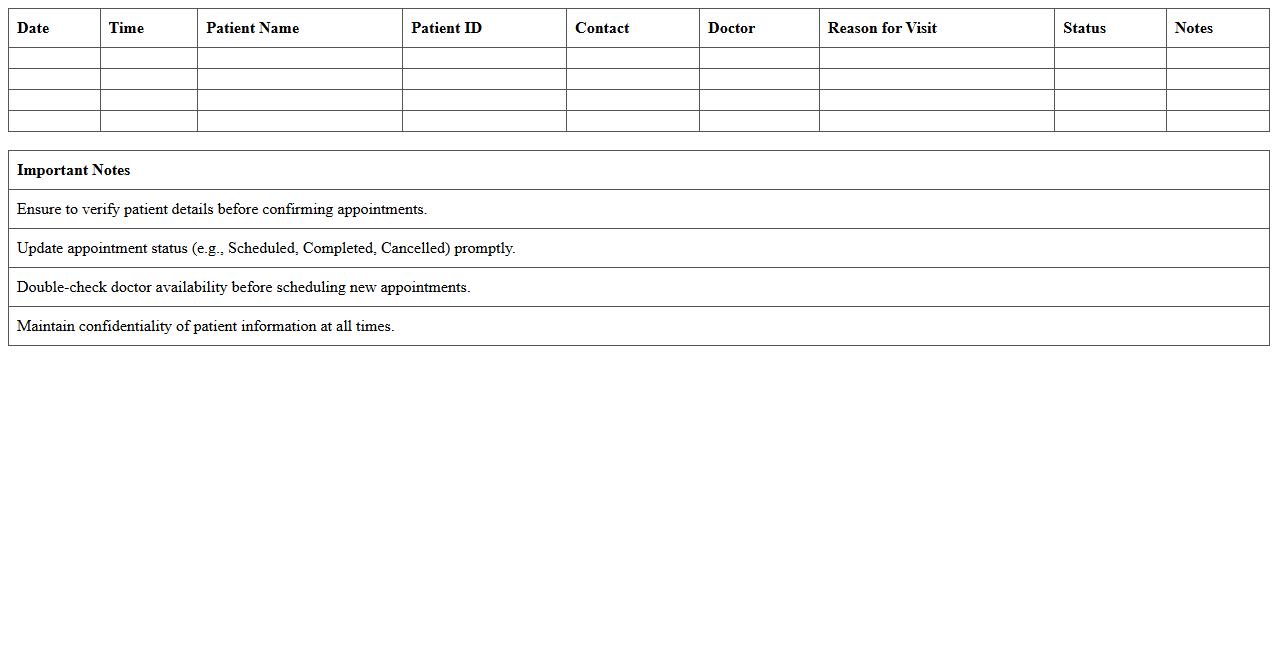 Medical Office Daily Appointment Scheduler Template