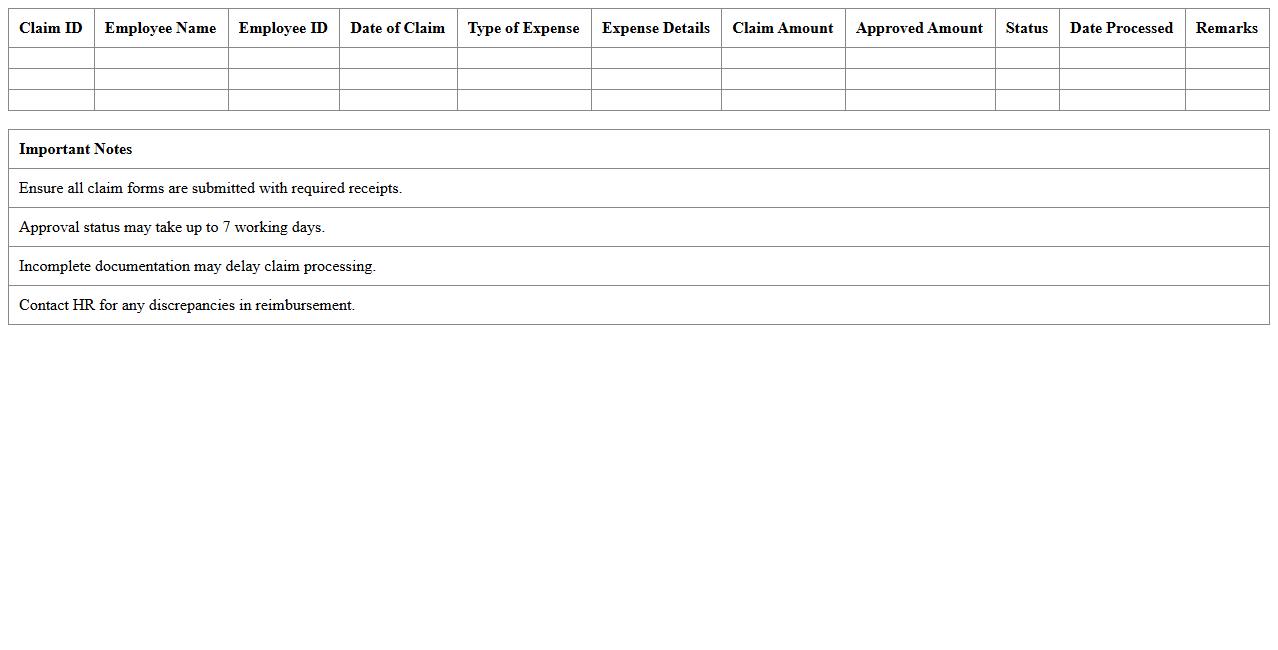 Medical Reimbursement Claim Tracker Excel