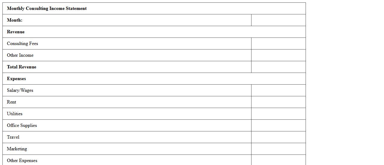 Monthly Consulting Income Statement Excel Template