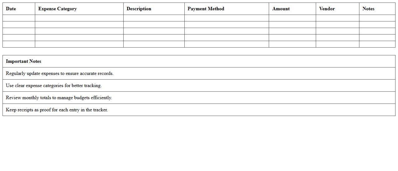 Monthly Expense Tracker Excel Template for Small Business Finance