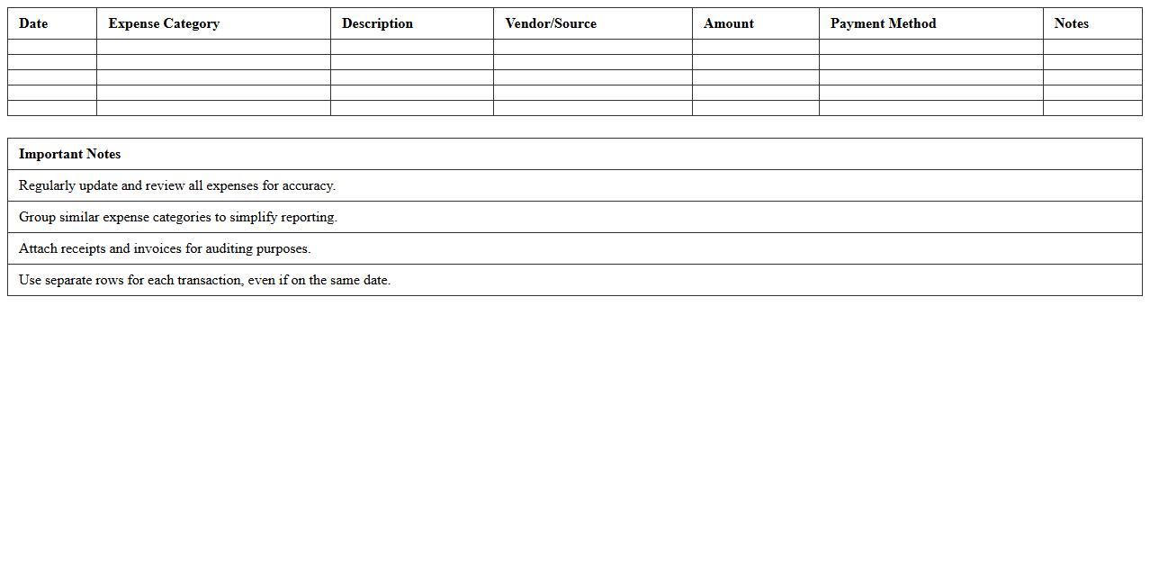 Monthly Marketing Expenses Log Spreadsheet