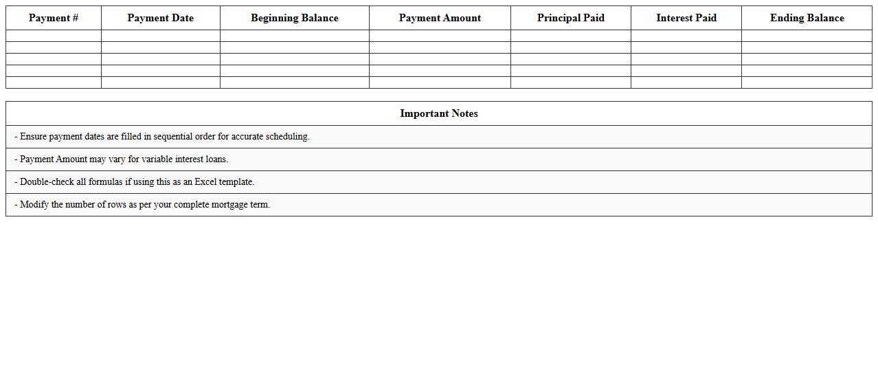 Mortgage Payment Schedule Sheet