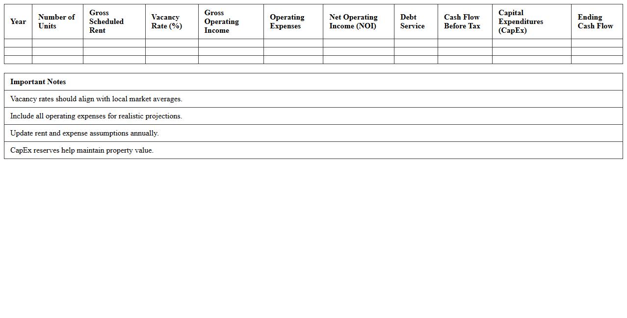 Multi-Family Property Cash Flow Projection Template