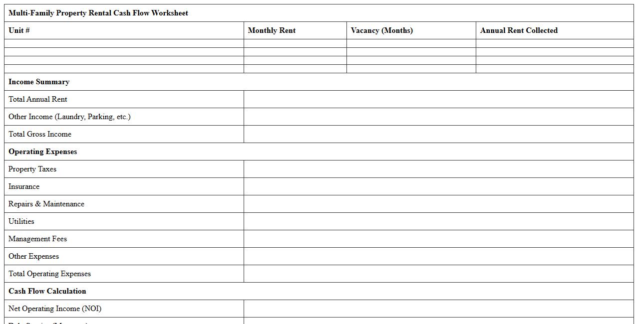 Multi-Family Property Rental Cash Flow Worksheet