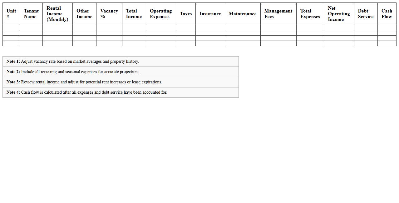 Multi-Unit Rental Cash Flow Forecast Spreadsheet