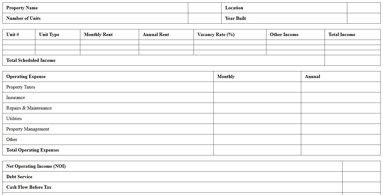 Multi-Unit Rental Property Pro Forma Template