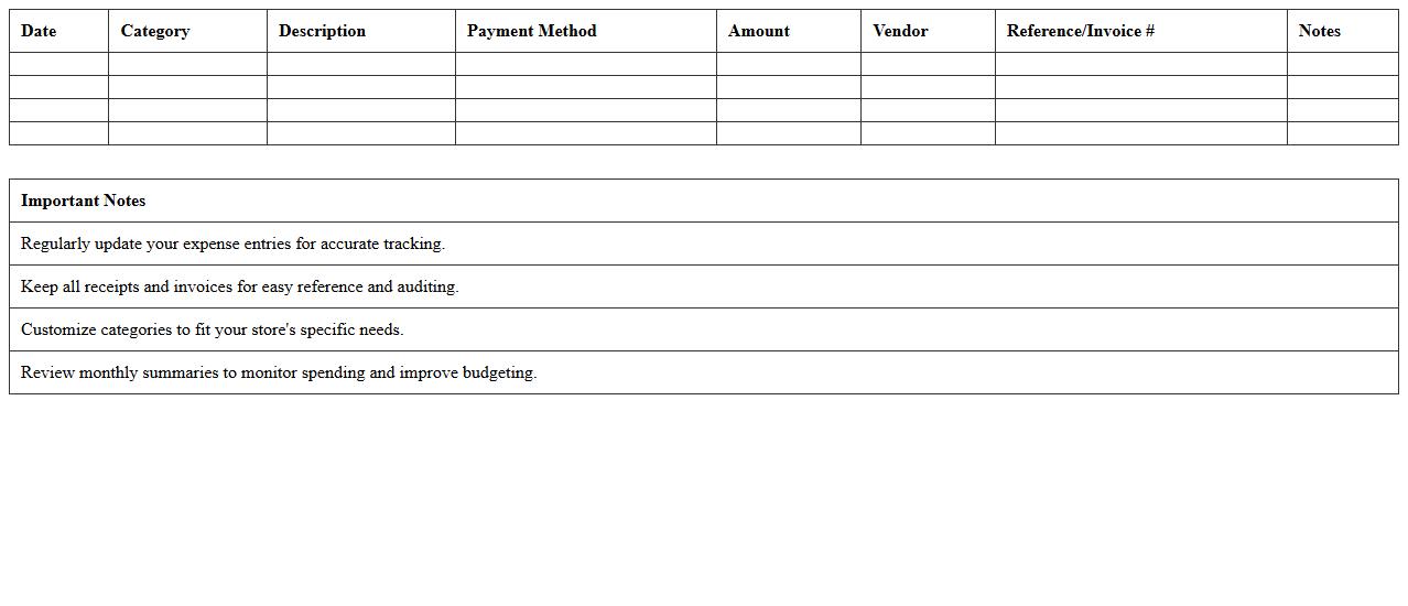 Online Store Expense Tracker Excel Template