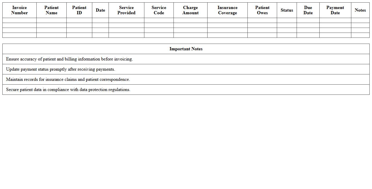 Patient Billing and Invoicing Excel Template